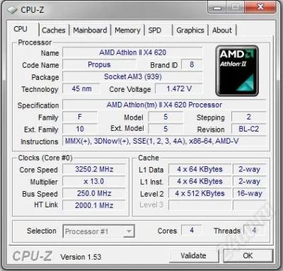 Лот: 1236881. Фото: 1. AMD Athlon II X4 620. Процессоры
