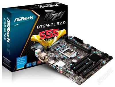 Лот: 3229736. Фото: 1. Материнская плата ASRock B75M-GL... Материнские платы