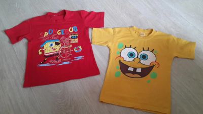 Лот: 4221838. Фото: 1. 2 футболки "sponge Bob, р.122-128. Футболки, поло, топы, лонгсливы