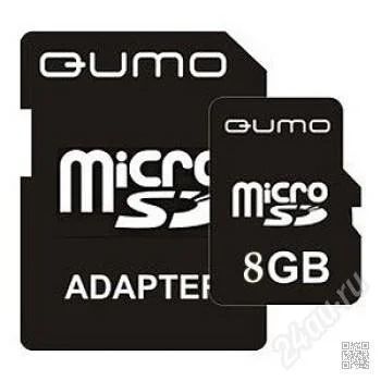 Лот: 972850. Фото: 1. Micro SD 8Gb Qumo class 2 + SD... Карты памяти
