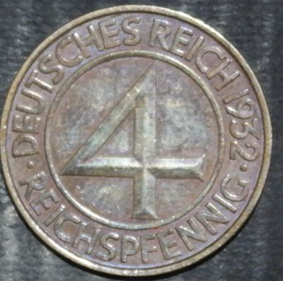 Лот: 16341355. Фото: 1. Германия. 4 пфеннига. 1932 год. Остальные страны