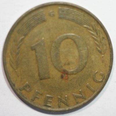 Лот: 8930245. Фото: 1. 10 пфеннигов 1971 год. G. Германия... Европа