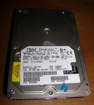 Лот: 3295306. Фото: 1. HDD #4 IBM 20GB проверен. Жёсткие диски