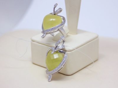 Лот: 14755751. Фото: 1. СЕРЕБРЯНЫЙ КОМПЛЕКТ С КВАРЦЕМ... Комплекты изделий