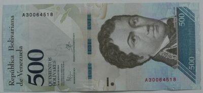 Лот: 9705728. Фото: 1. Венесуэла 500 боливаров 2016-17... Америка