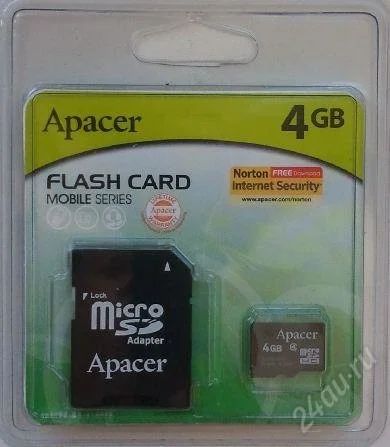Лот: 645960. Фото: 1. MicroSD/ SDHC 4 GB Карта памяти... Карты памяти