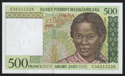 Лот: 11589614. Фото: 1. Мадагаскар банкнота 500 франков... Африка