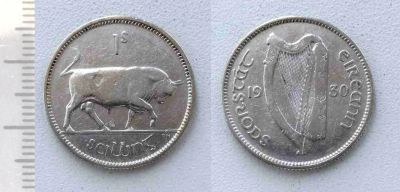 Лот: 8272902. Фото: 1. Ирландия. 1 шиллинг 1930 (серебро... Европа