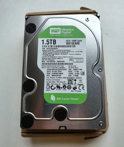 Лот: 22376384. Фото: 1. Жёсткий диск WD Green 1.5Tb почти... Жёсткие диски