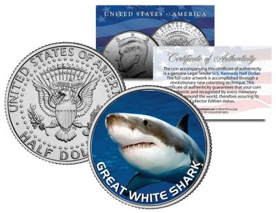 Лот: 10310171. Фото: 1. 50 центов США Большая белая акула... Америка