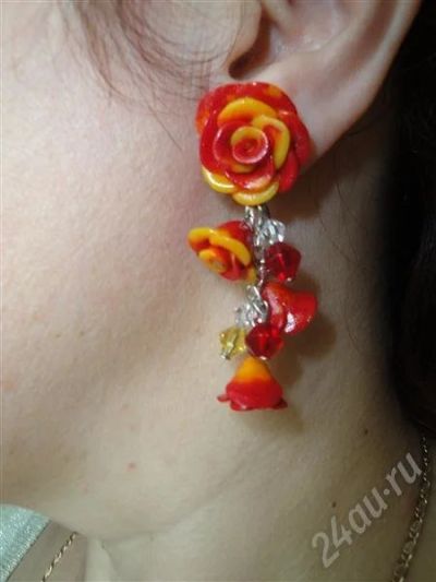 Лот: 412287. Фото: 1. Изделия из полимерной глины,серьги... Серьги, каффы