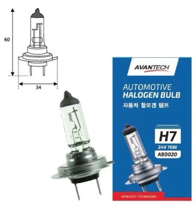 Лот: 18286298. Фото: 1. Лампа H7 Avantech 24V 70W Ю.Корея. Электроприборы для автомобиля