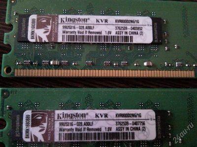 Лот: 1182909. Фото: 1. DDR 2 PC-6400 2шт. по 1Gb. Оперативная память