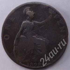 Лот: 233882. Фото: 1. Великобритания. 1 пенни 1898г... Великобритания и острова