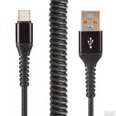 Лот: 17683154. Фото: 1. Кабель USB - Micro Spring 2 (черный... Дата-кабели, переходники