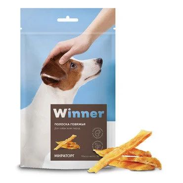 Лот: 13940917. Фото: 1. Лакомство Winner Полоска говяжья... Корма