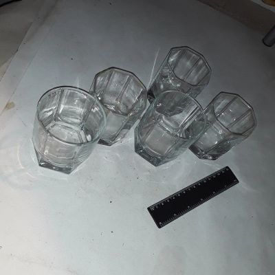 Лот: 19633389. Фото: 1. пять гранёных стаканов стекло... Кружки, стаканы, бокалы