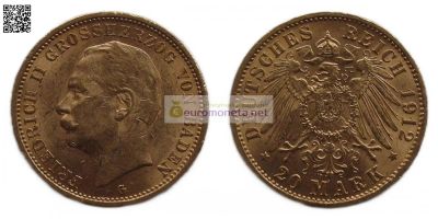 Лот: 19213583. Фото: 1. Германская империя Баден 20 марок... Германия и Австрия