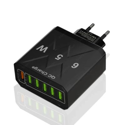 Лот: 23061363. Фото: 1. 🔌 Адаптер сетевой на 6 USB-портов... Дата-кабели, переходники