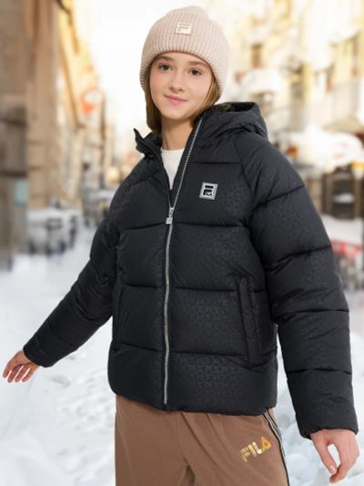 Лот: 24378405. Фото: 1. Пуховик для девочек FILA, Черный. Легкие куртки, толстовки