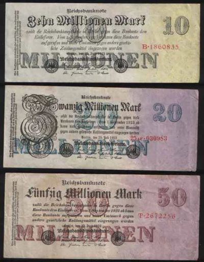 Лот: 25806741. Фото: 1. Банкноты Германии 10 млн, 20 млн... Германия и Австрия