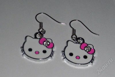 Лот: 386834. Фото: 1. Серьги Hello Kitty. Серьги, каффы