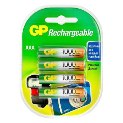 Лот: 24572297. Фото: 1. Аккумуляторы GP ААА (HR03), 1000mAh... Батарейки, аккумуляторы, элементы питания