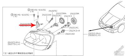 Лот: 15842802. Фото: 1. Клипса (крепёж) фары L V10 Nissan... Оптика и освещение