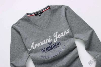 Лот: 5966879. Фото: 1. Лонгослив Armani серый р-р 48. Футболки, поло