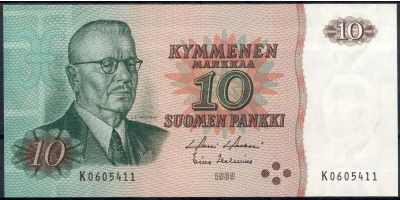 Лот: 19494216. Фото: 1. Финляндия 10 марок 1980 из обращения. Россия, СССР, страны СНГ