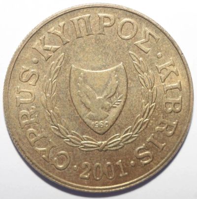 Лот: 10140019. Фото: 1. 20 центов 2001 год. Кипр. Европа