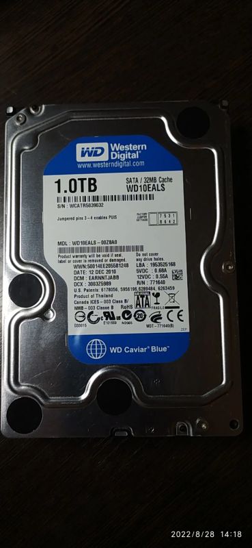 Лот: 19394933. Фото: 1. HDD WD 1 TB. Жёсткие диски (HDD)