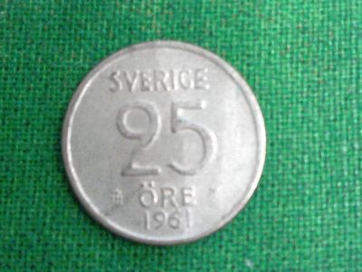 Лот: 14478380. Фото: 1. Монета Швеции 25 эре, серебро... Европа