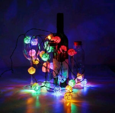 Лот: 12624474. Фото: 1. Гирлянда 20 LED шарики из натурального... Праздничный декор