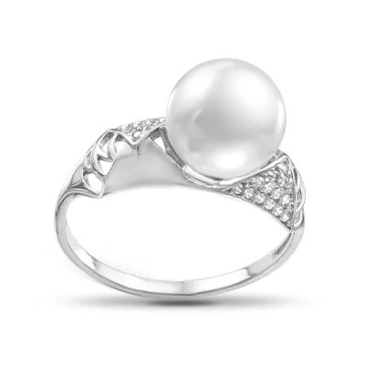 Лот: 23783207. Фото: 1. Кольцо из серебра с жемчугом SWAROVSKI... Кольца, перстни