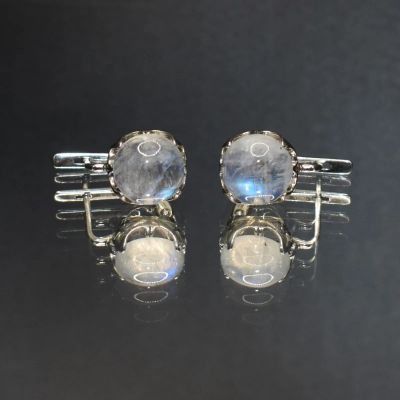 Лот: 21560165. Фото: 1. Серьги: Лунный камень. Индия. Серьги, каффы