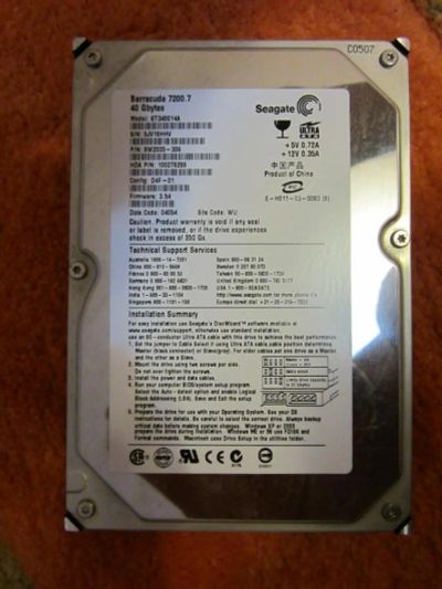 Лот: 4830217. Фото: 1. Жесткий диск 40гб с операционной... Жёсткие диски (HDD)