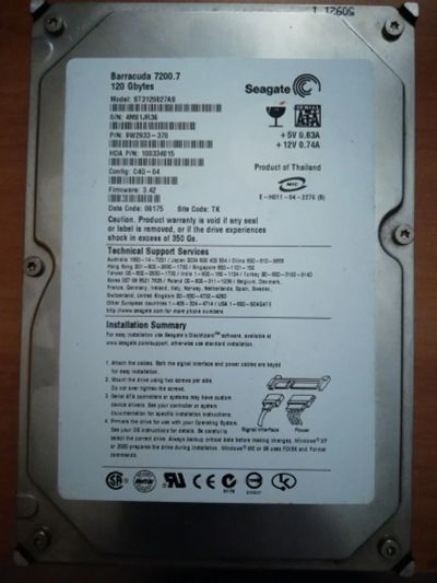 Лот: 16660692. Фото: 1. HDD 120 Gb Seagate Barracuda 7200... Жёсткие диски (HDD)