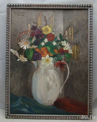 Лот: 18447417. Фото: 1. Картина старинная Цветы (Z031). Другое (антиквариат)
