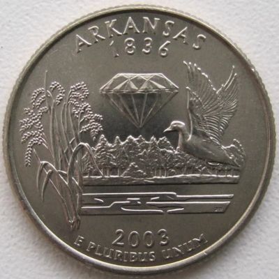 Лот: 6730178. Фото: 1. США 25 центов 2003. Арканзас... Америка