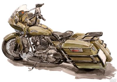 Лот: 13021614. Фото: 1. рисунок кастомного Harley Davidson... Картины, рисунки