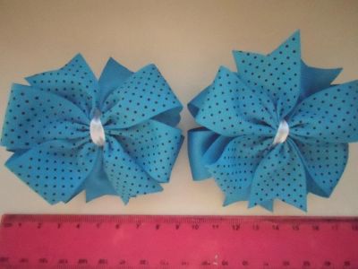 Лот: 8840471. Фото: 1. Банты(резиночки) голубые в горох. Цветы из ткани