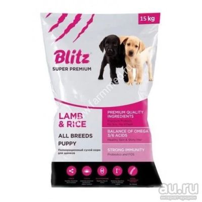 Лот: 9545280. Фото: 1. Blitz puppy lamb & rice корм для... Корма