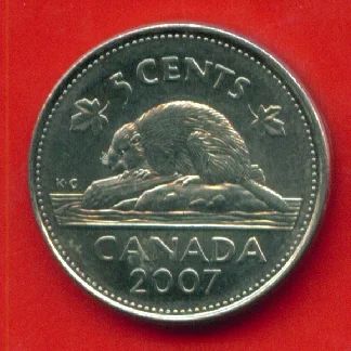 Лот: 8891286. Фото: 1. Канада 5 центов 2007 (2003–2013... Америка