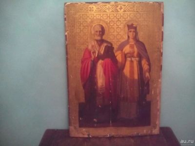 Лот: 9381245. Фото: 1. старинная икона св.Николай и царица... Другое (антиквариат)