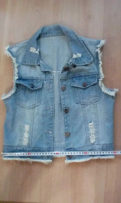 Лот: 14452521. Фото: 1. Безрукавка джинс. Свитеры, толстовки, худи