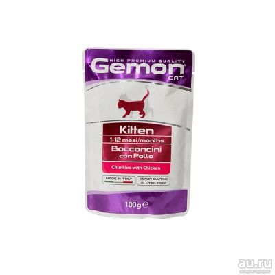 Лот: 10398978. Фото: 1. Корм Gemon Cat Для Котят Кусочки... Корма