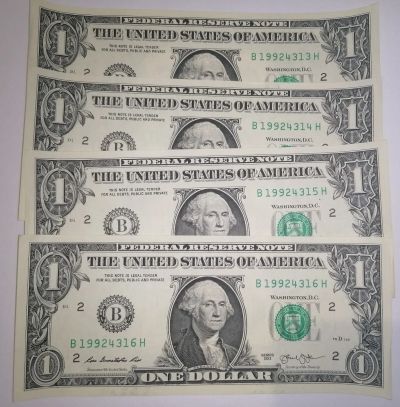 Лот: 25705705. Фото: 1. 1 доллар США номера подряд 2. Америка