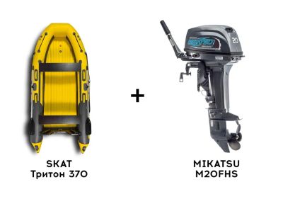 Лот: 25656204. Фото: 1. Лодка ПВХ SKAT Тритон 370 + 2х-тактный... Лодки и катера