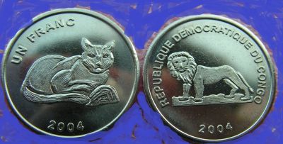 Лот: 7694890. Фото: 1. На ЗАКАЗ.Конго.1 франк 2004 г... Африка